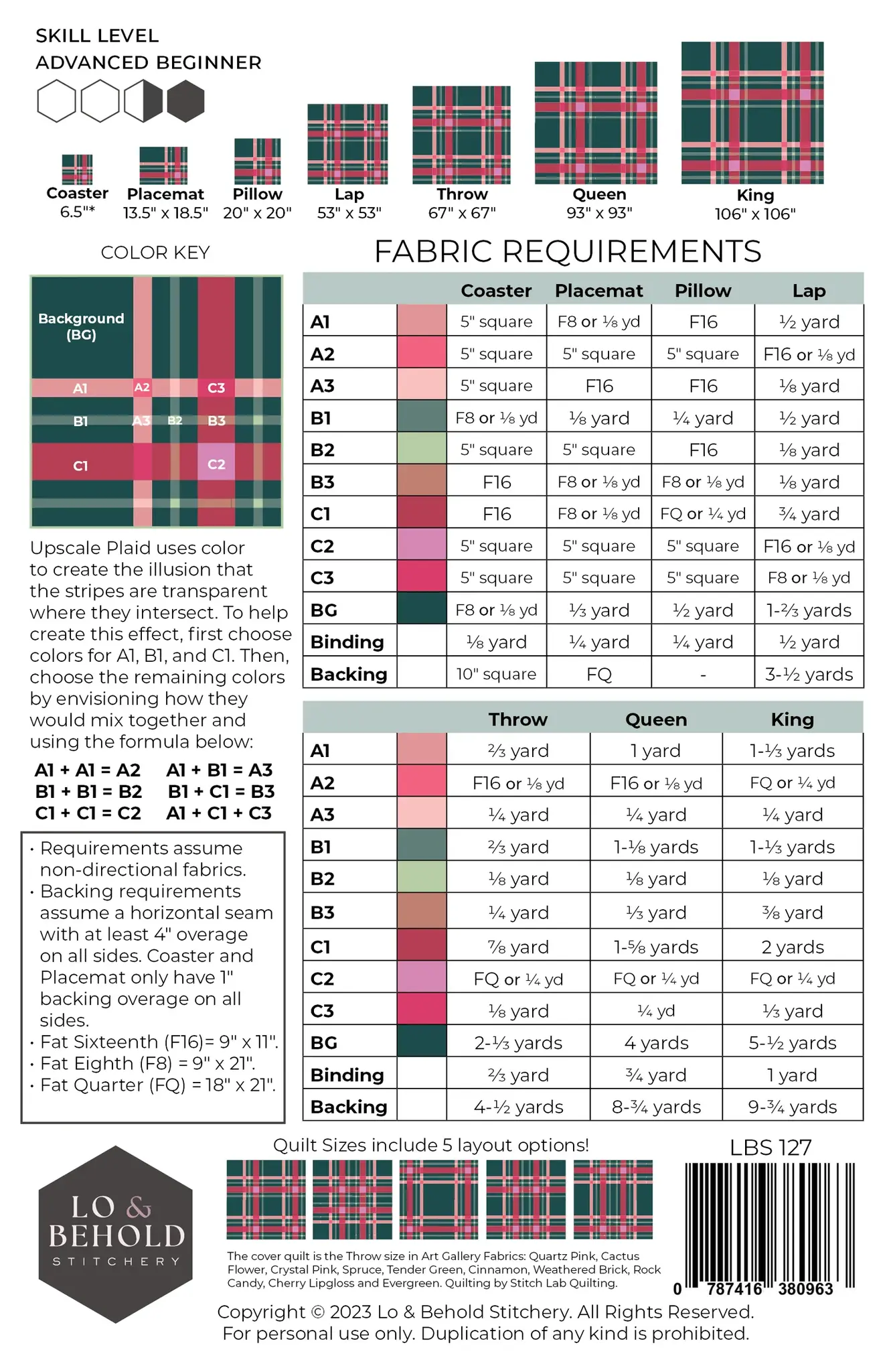 Lo & Behold Stitchery Lo & Behold Stitchery Upscale Plaid Quilting Pattern