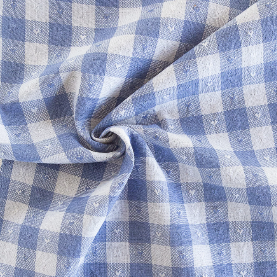 Fableism Supply Co Queen of Hearts Gingham Dobby Hearts in Alice Blue
