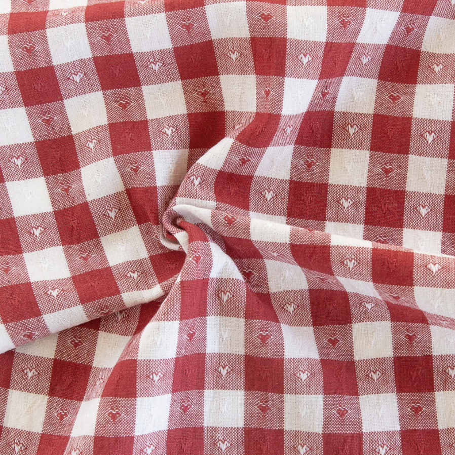 Fableism Supply Co Queen of Hearts Gingham Dobby Hearts in Cherry