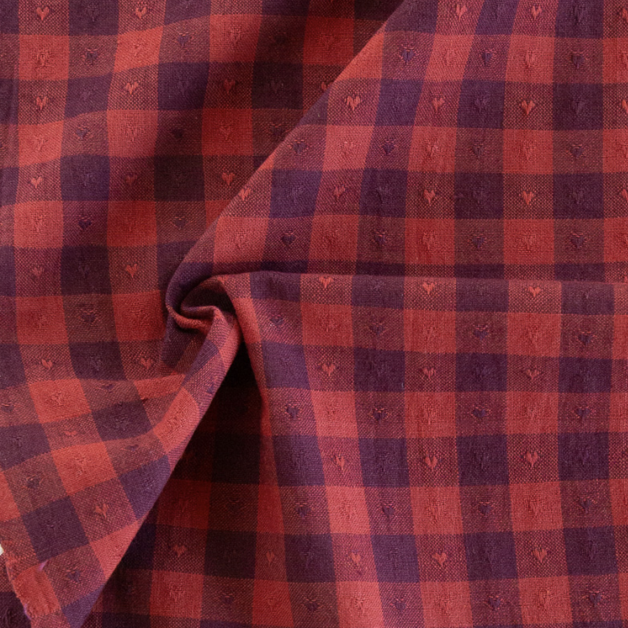 Fableism Supply Co Queen of Hearts Gingham Dobby Hearts in Maraschino