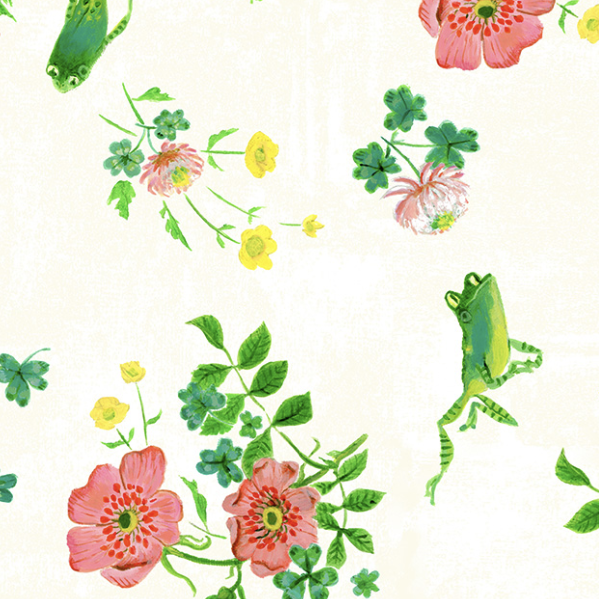 Windham Fabrics Heather Ross By Hand Frog Spring White
