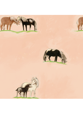 Windham Fabrics Heather Ross By Hand Ponies Peach