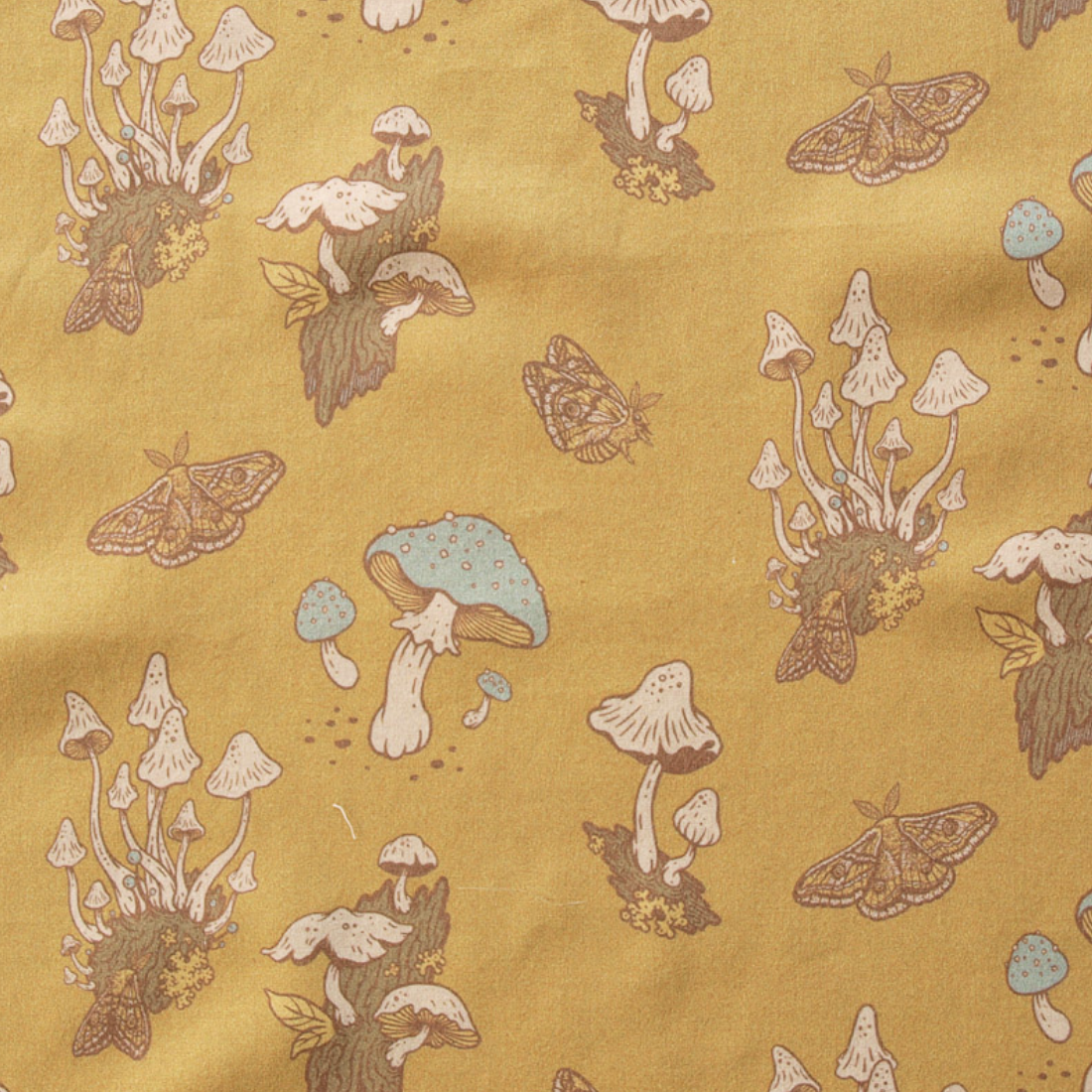 Birch Fabrics The Wild Coast Mushrooms Mustard Lawn
