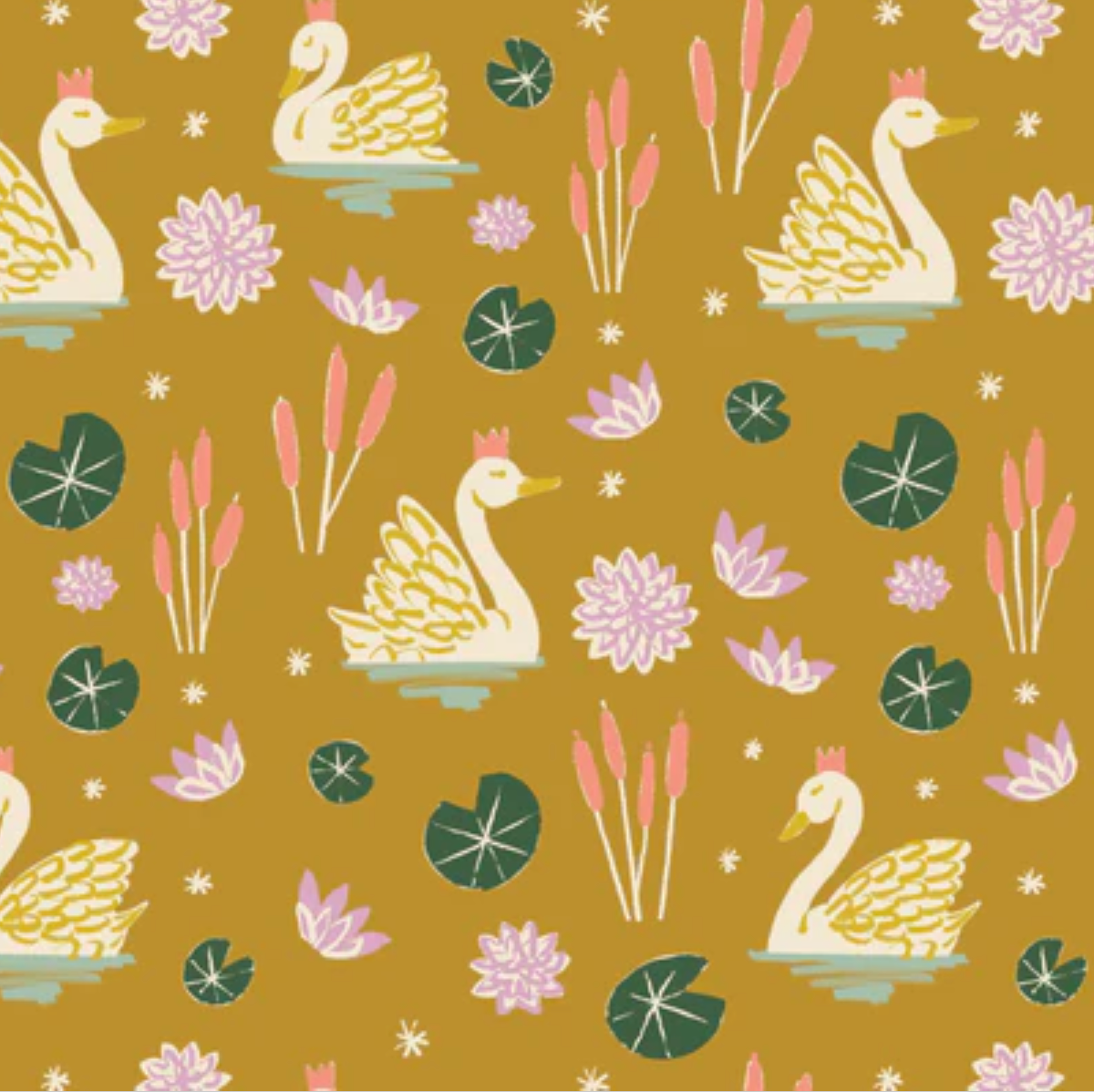 Cloud 9 Fabrics Floral Frenzy Swan Lake