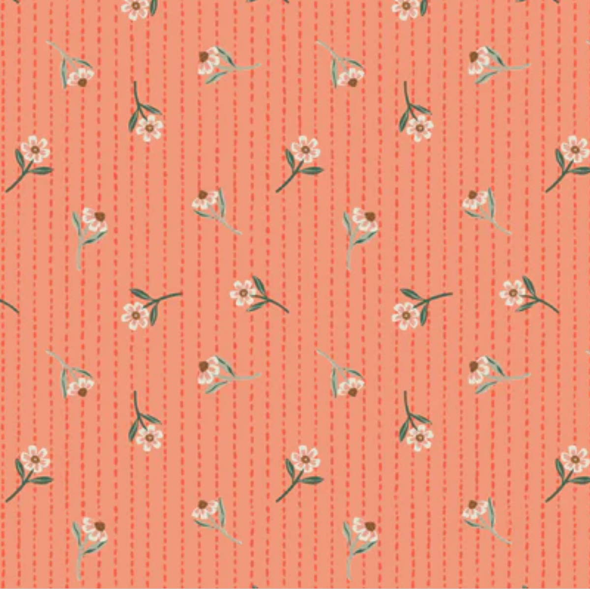 Cloud 9 Fabrics Floral Frenzy Coral Stitch
