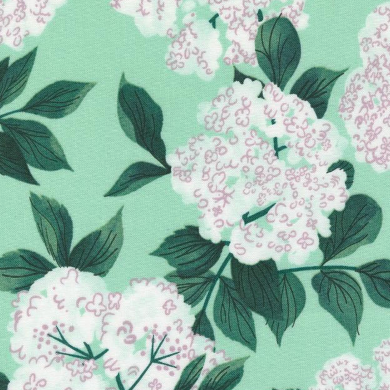 Moda Love Letter Elderberry Blossoms Seafoam