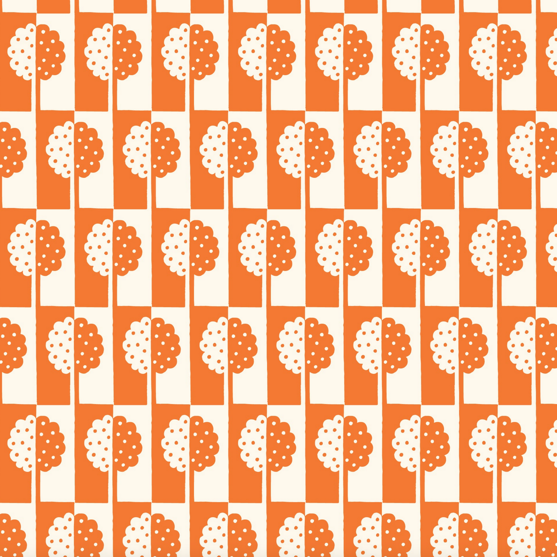 Cloud 9 Fabrics Orchard Deco Holly Tree Orange