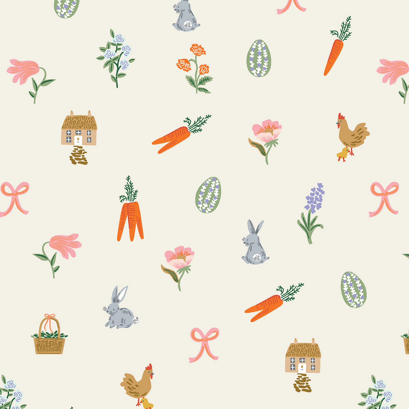 Cotton + Steel SALE Easter by Rifle Paper Co. Easter Basket Cream