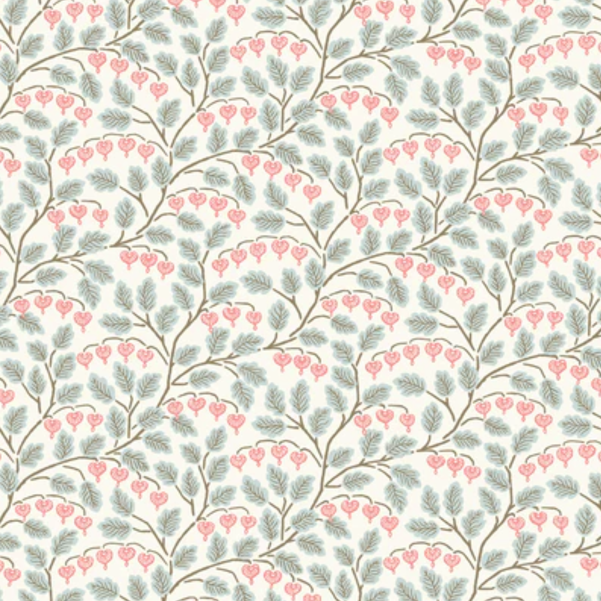 Cloud 9 Fabrics Cottage Garden Bleeding Heart Light Turquoise Pink