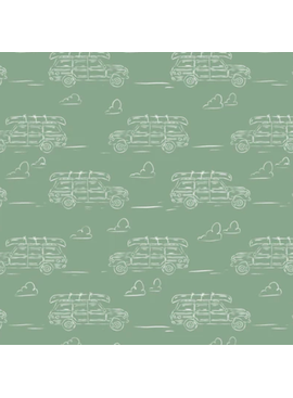 Cloud 9 Fabrics Camp Canine Headed for Adventure Green