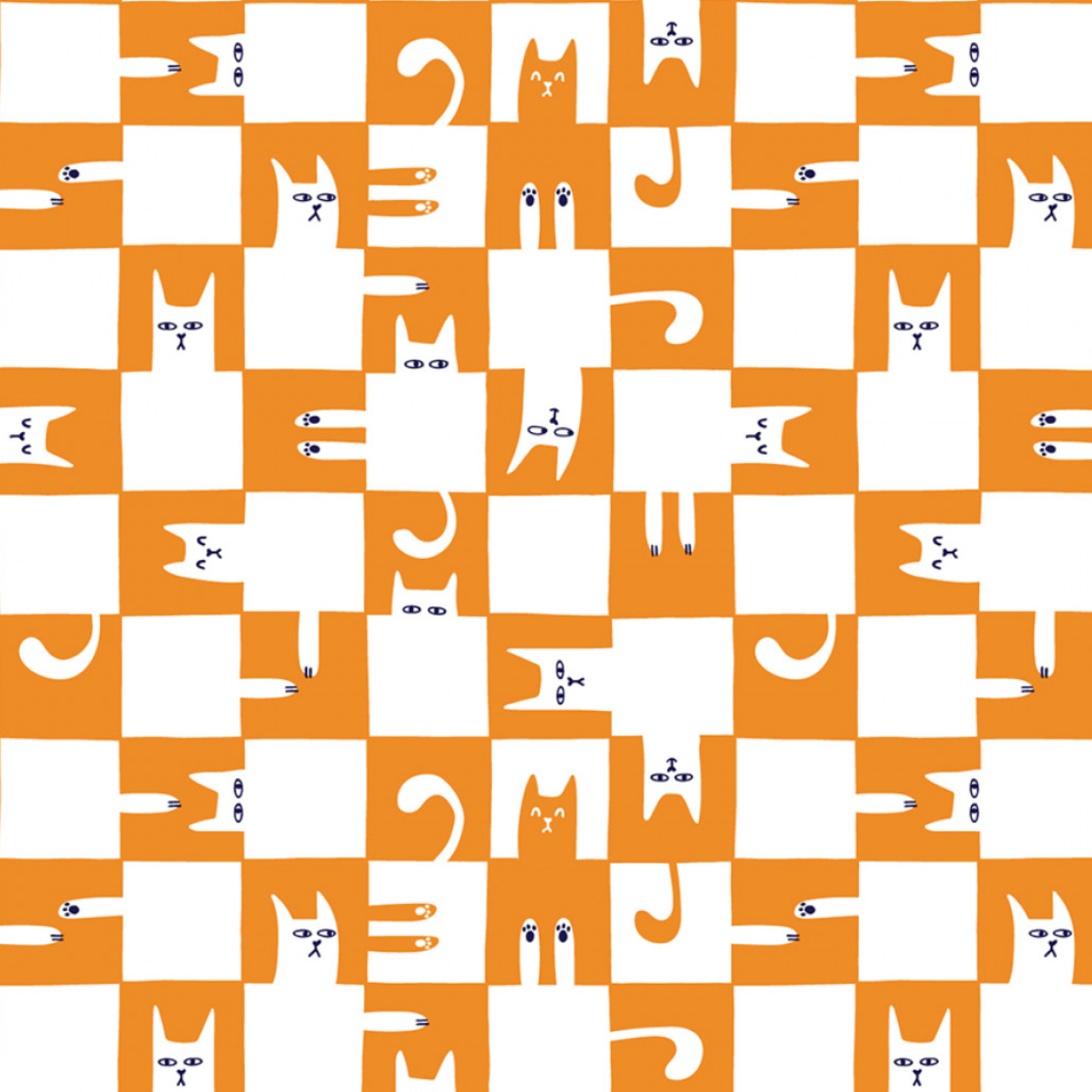 Felicity Fabrics Cats & Flowers Checkmate My Heart