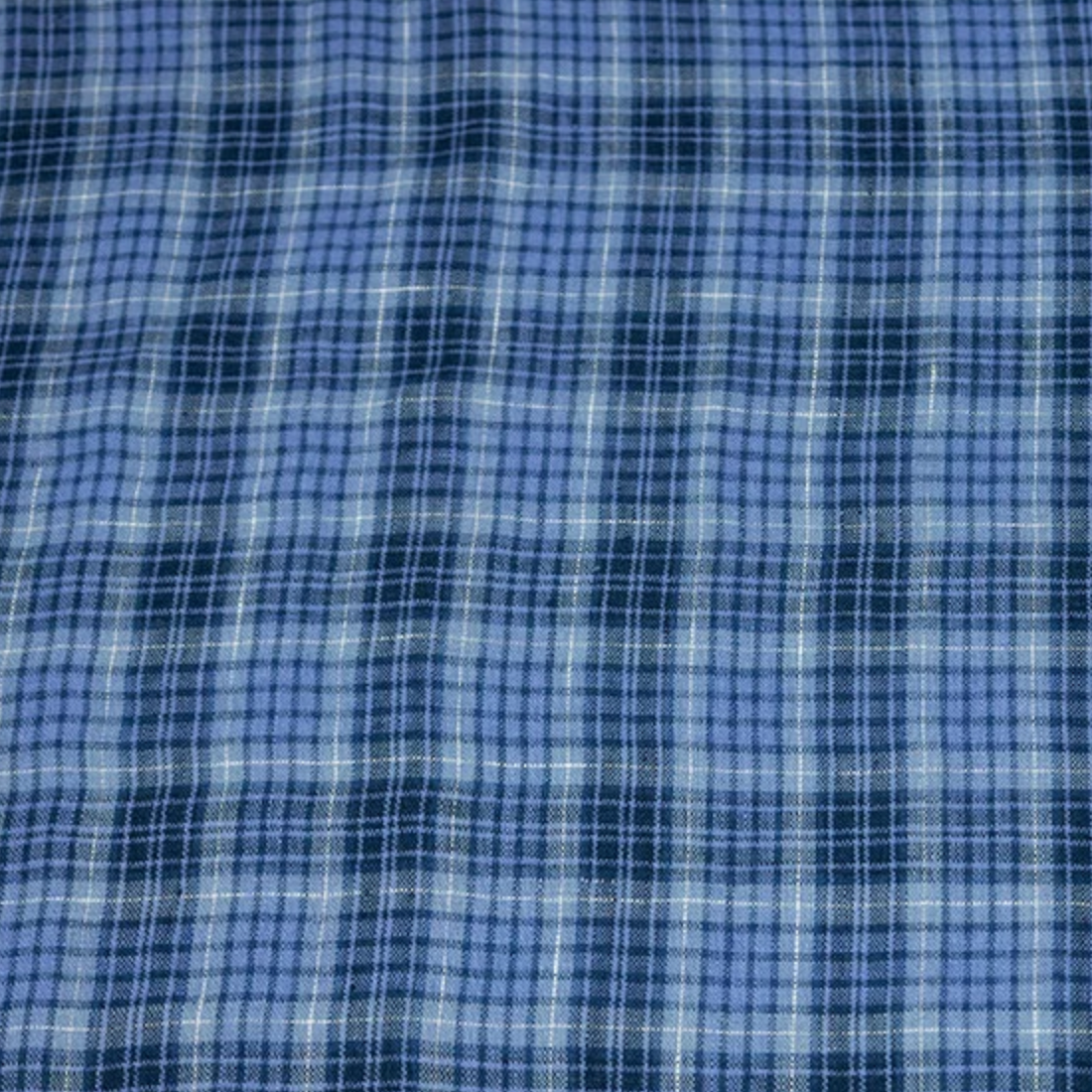 Fabric Merchants Keady Pure Linen Plaid Blue/White