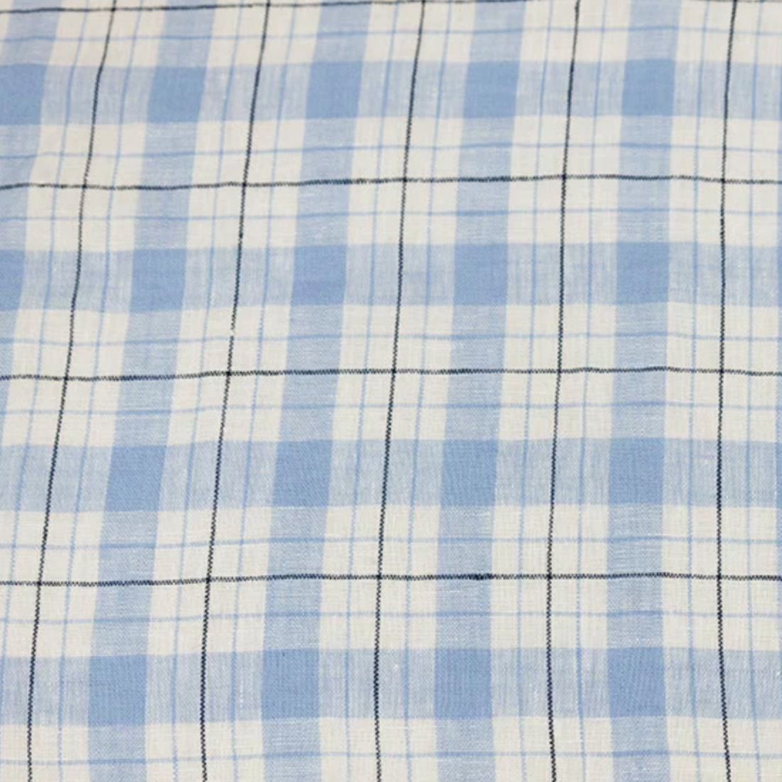Fabric Merchants Keady Pure Linen Large Plaid Blue/White