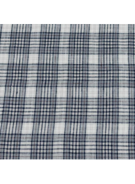 Fabric Merchants Keady Pure Linen Large Plaid Natural/Navy/Red