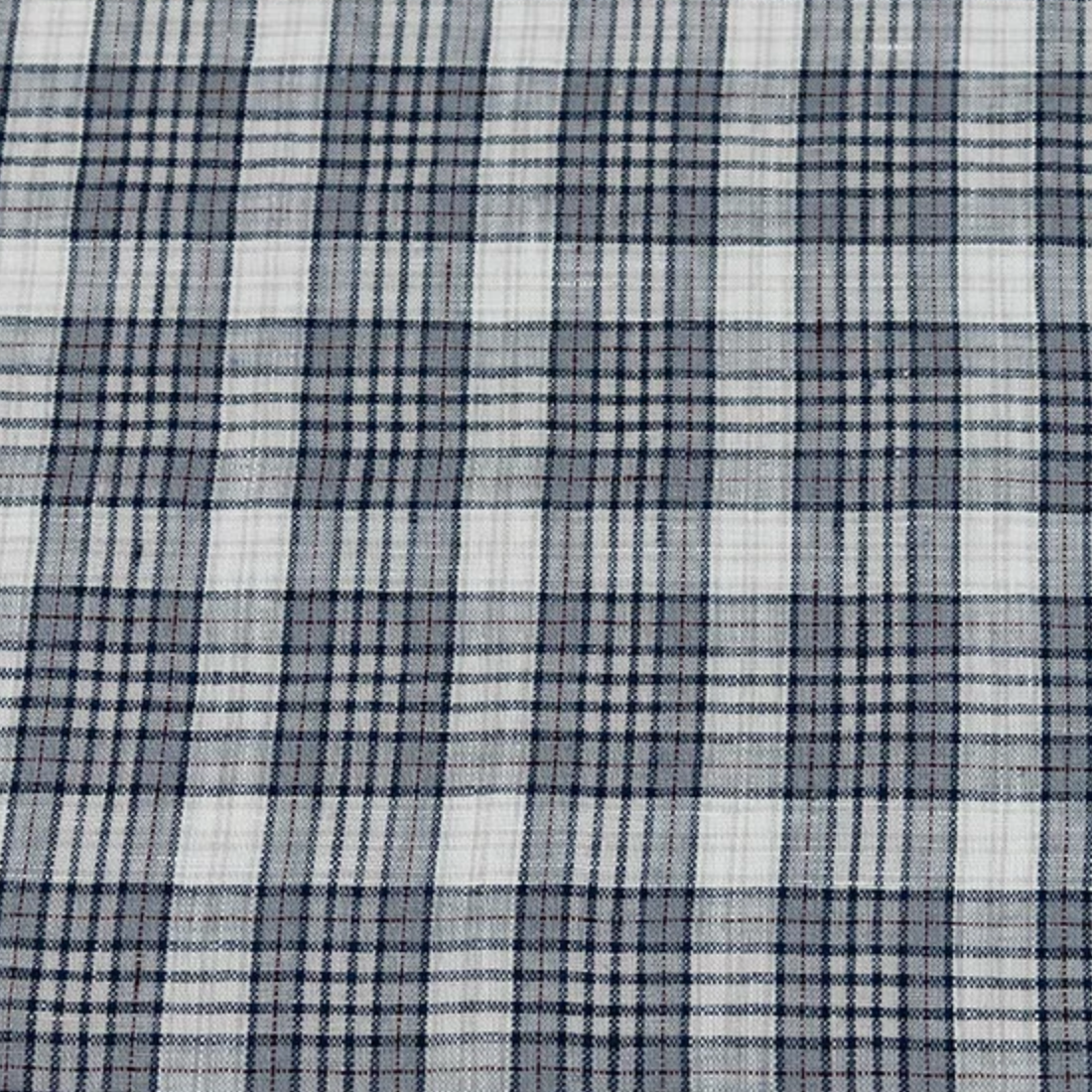 Fabric Merchants Keady Pure Linen Large Plaid Natural/Navy/Red