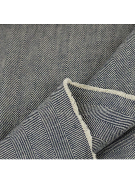 Fabric Merchants Tullaree Pure Linen Herringbone Navy/Natural