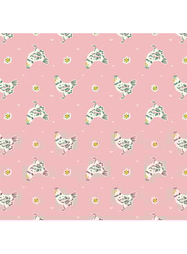 Cloud 9 Fabrics Happy Homestead Happy Hens Pink