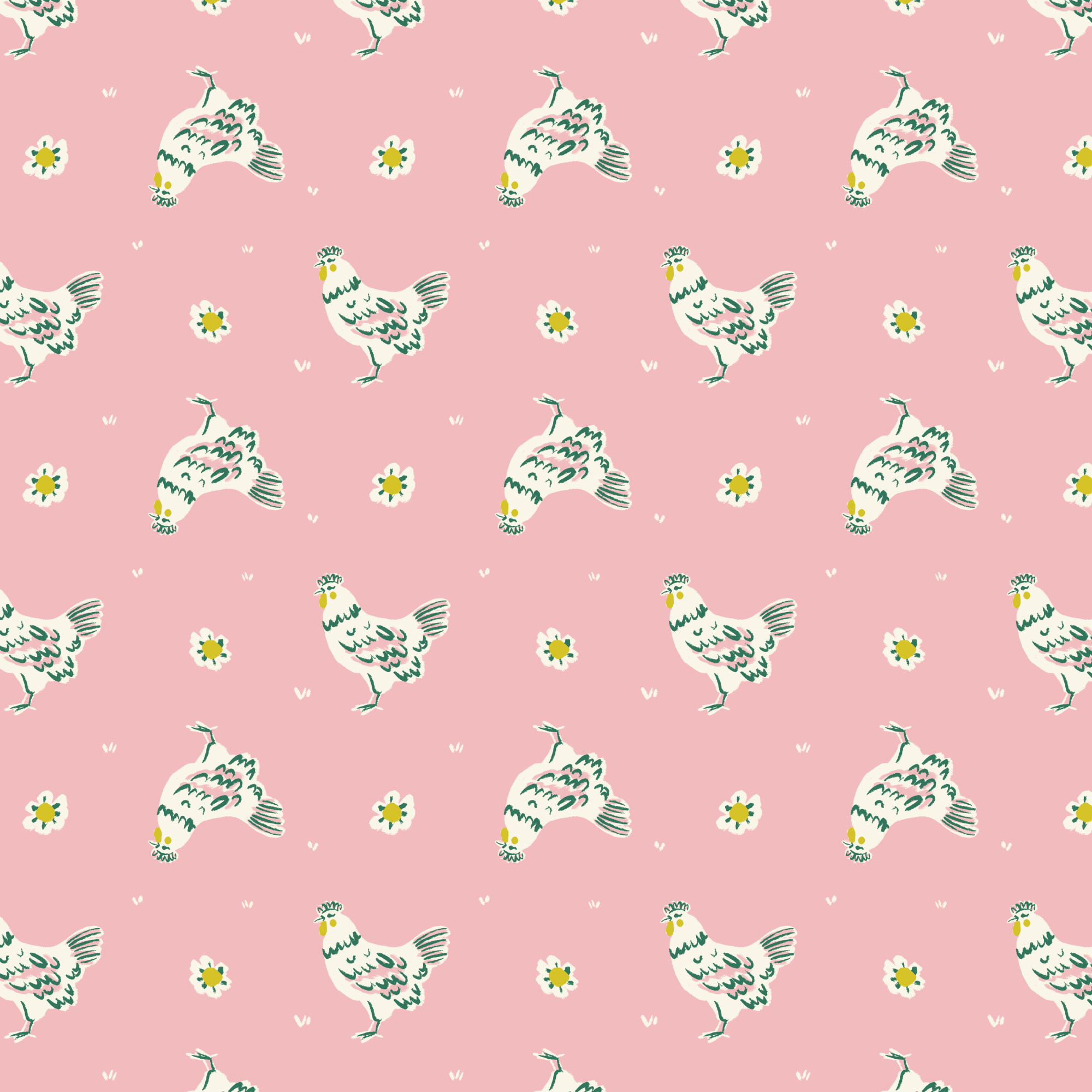 Cloud 9 Fabrics Happy Homestead Happy Hens Pink