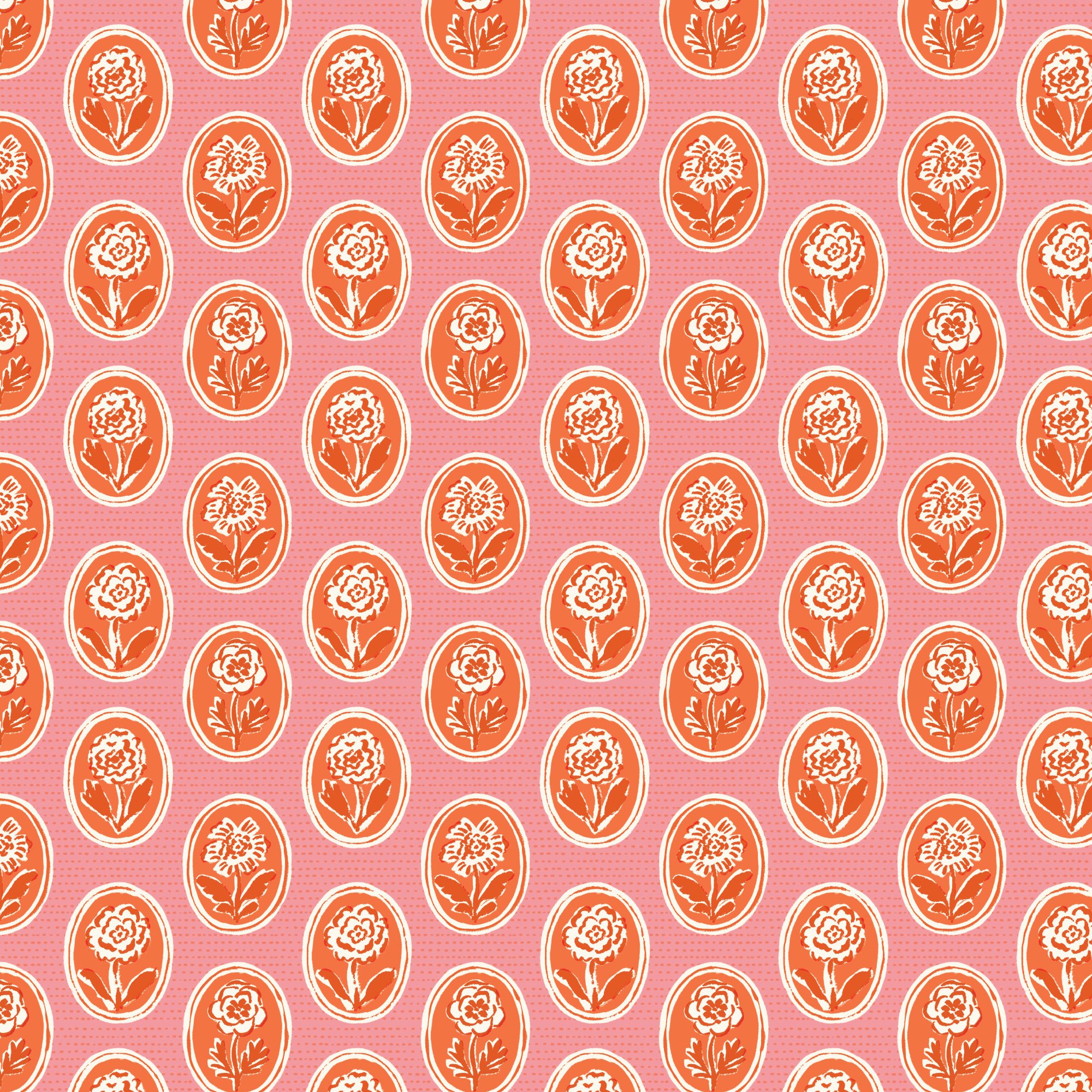 Cloud 9 Fabrics Happy Homestead Pressed Flowers Pink/Orange