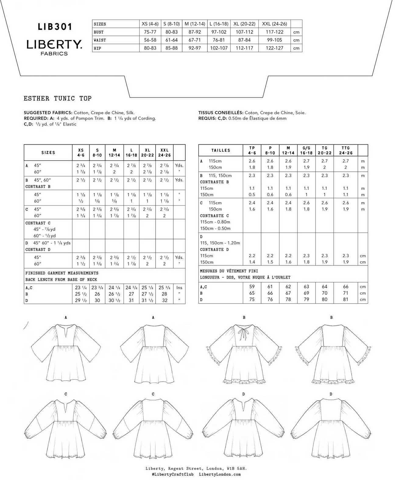 Liberty Art Fabrics Esther Tunic Top Pattern