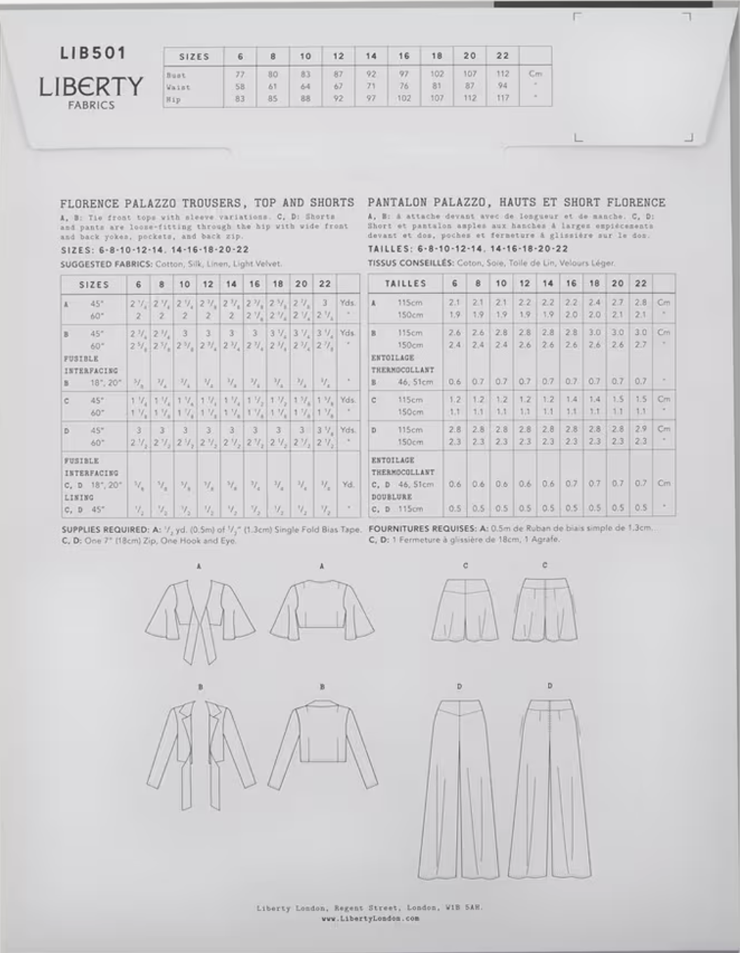 Liberty Art Fabrics Florence Palazzo Suit Pattern