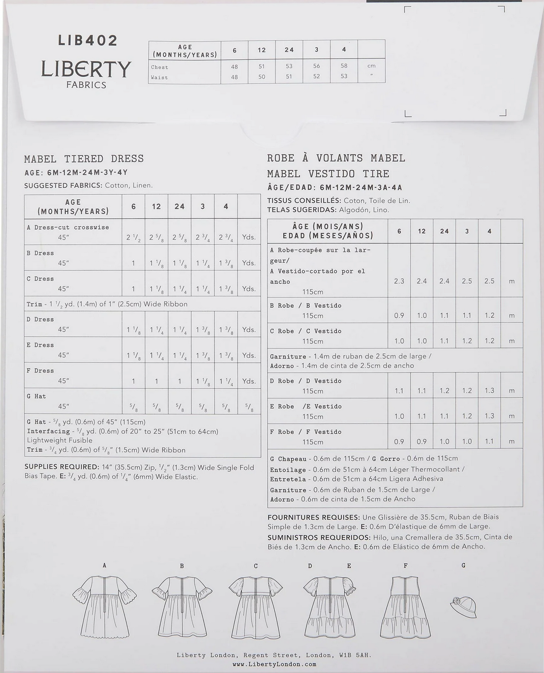 Liberty Art Fabrics Mabel Tiered Dress Pattern