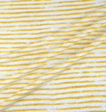 Fabric Merchants Italian Linen Jersey Stripe White/Mustard