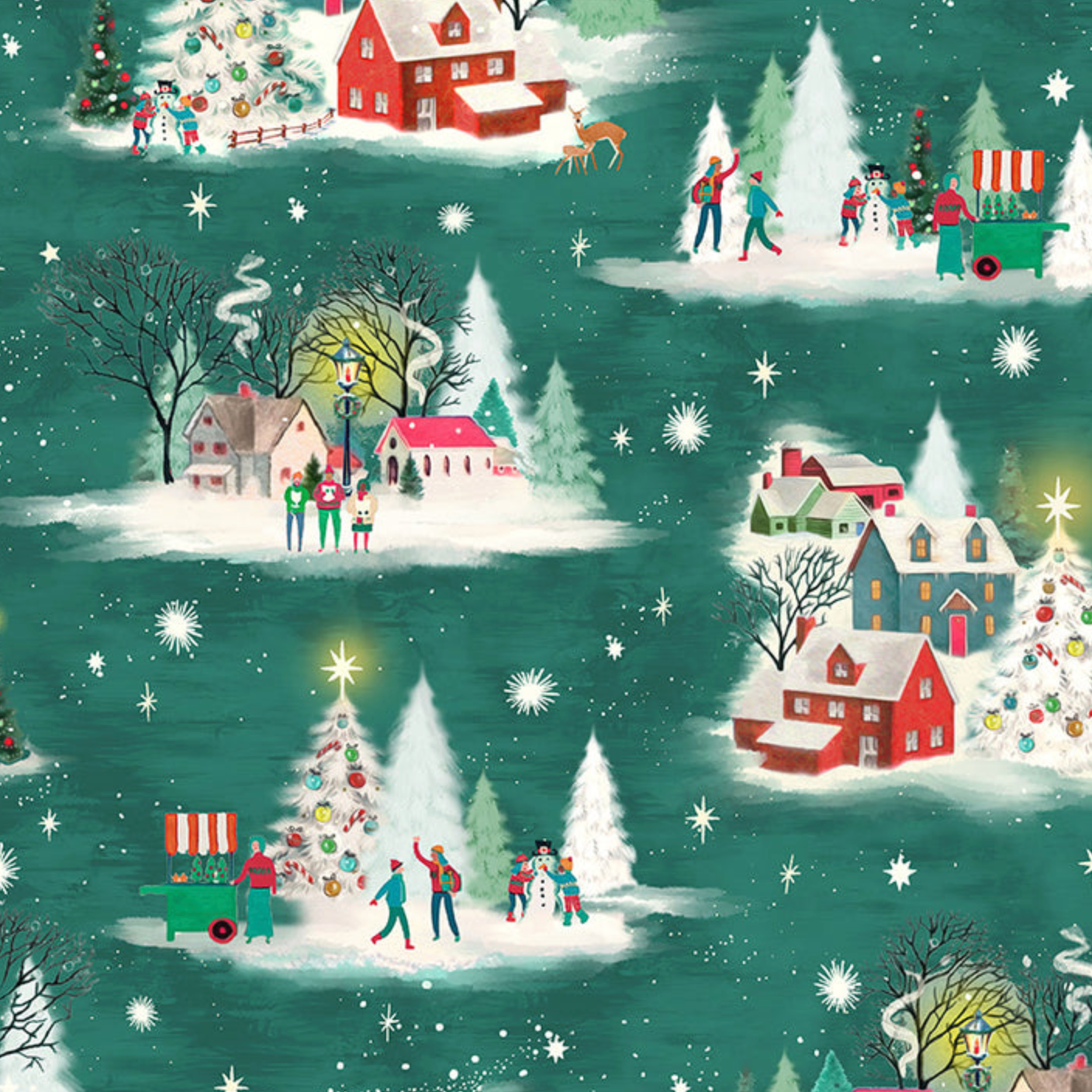 Windham Fabrics Christmas Village Home For The Holidays Night