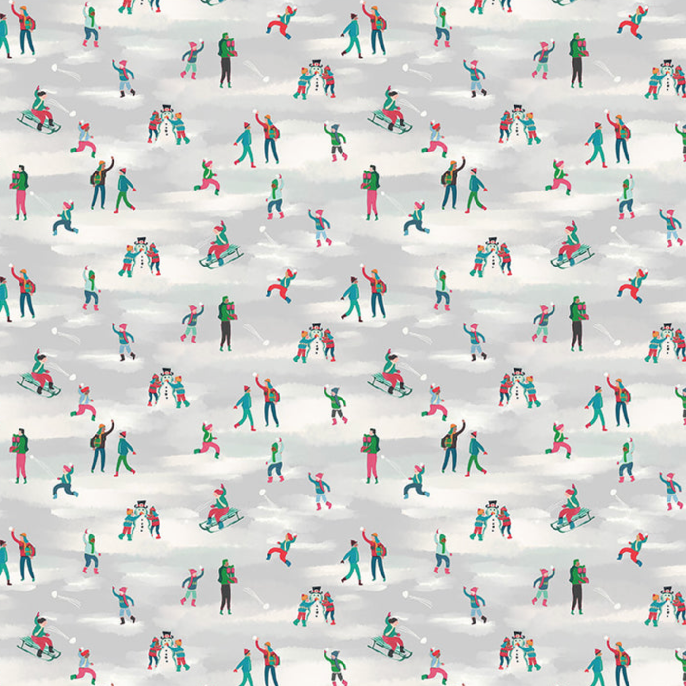 Windham Fabrics SALE Christmas Village Snow Day Grey