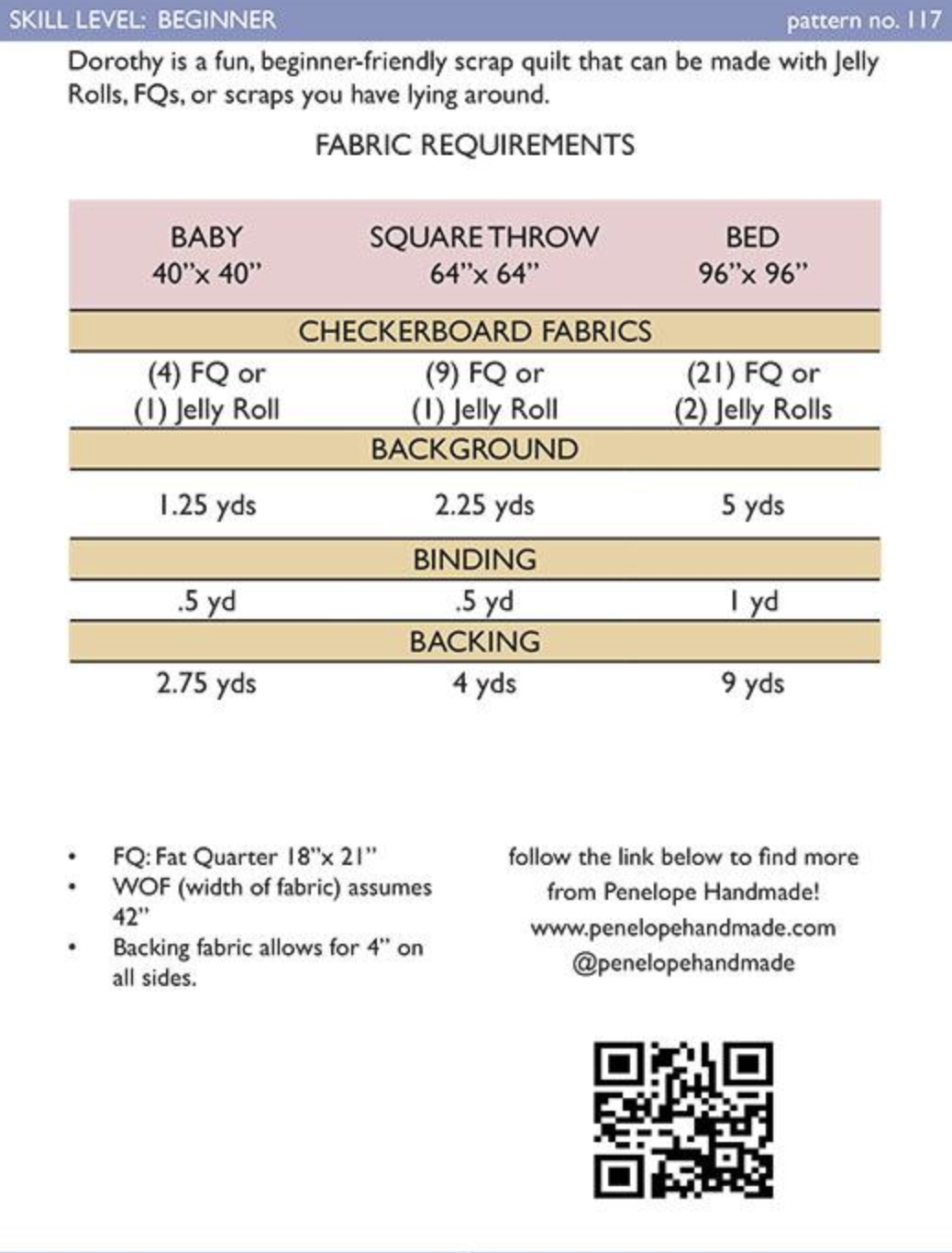 Penelope Handmade Penelope Handmade Dorothy Quilt Pattern