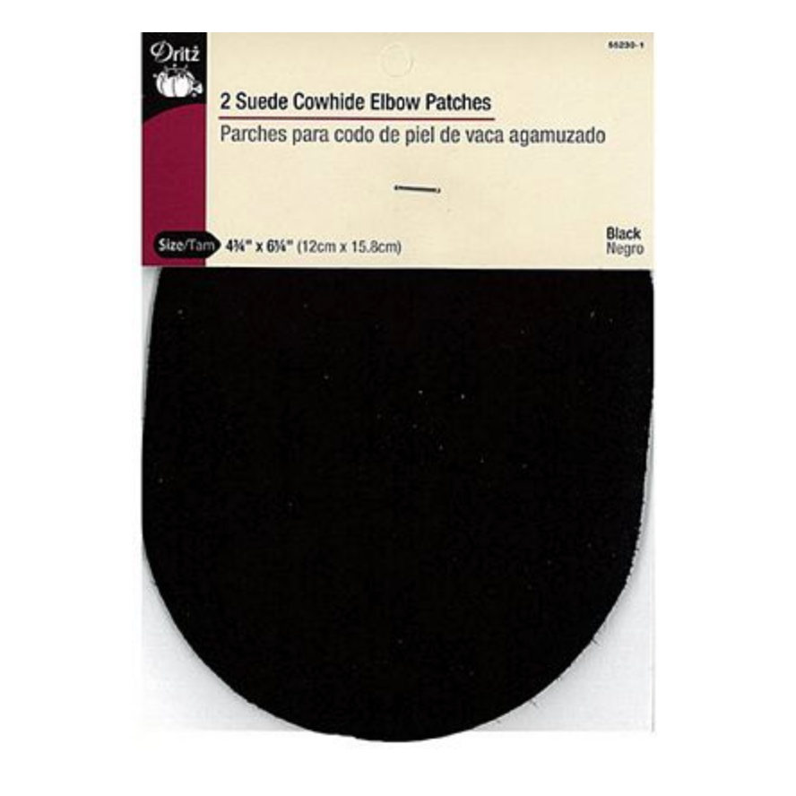 Dritz Leather Elbow Patch Black 4-3/4inx 6-1/2in