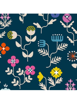 Ruby Star Society Salutations Forget Me Not Flowers Canvas Navy