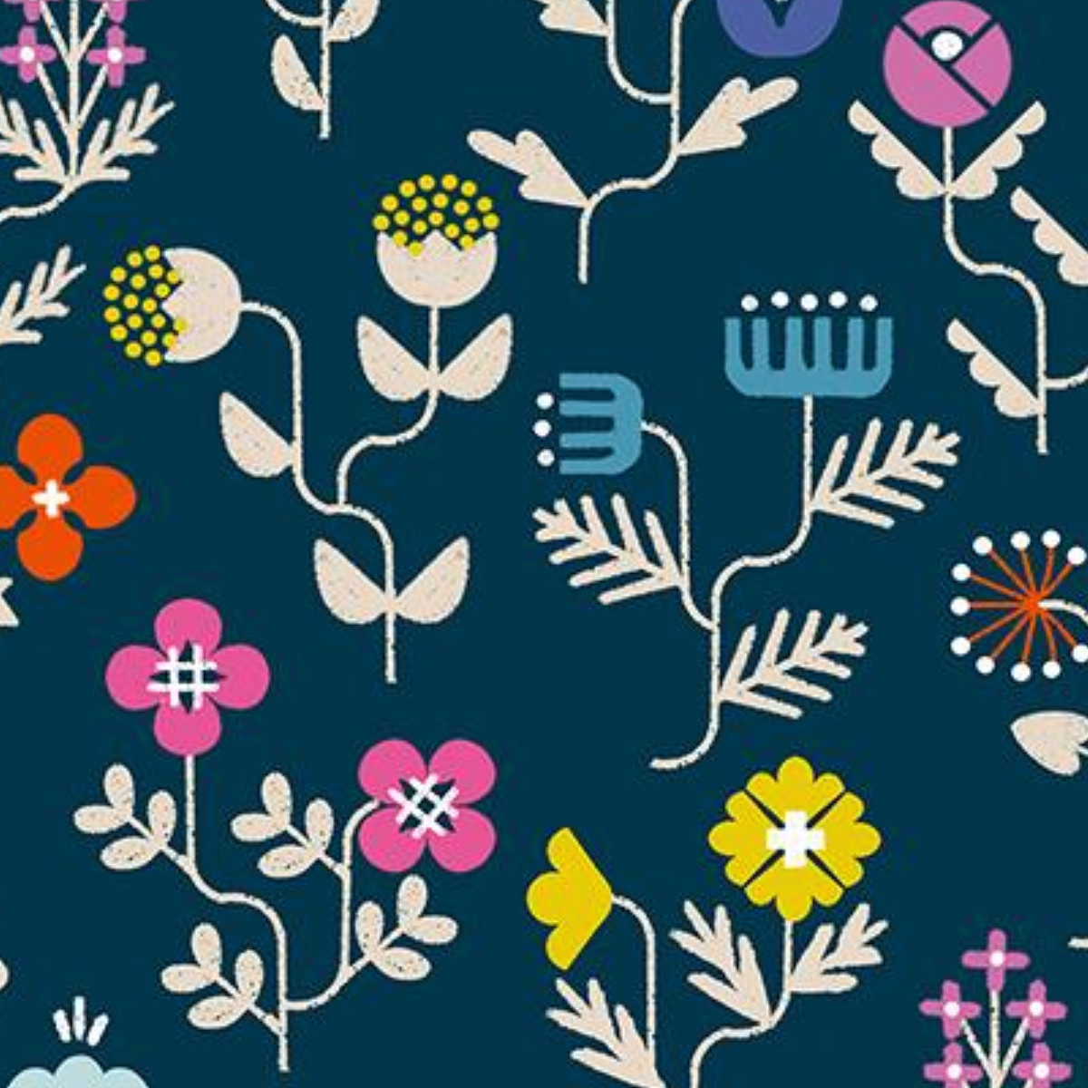 Ruby Star Society Salutations Forget Me Not Flowers Canvas Navy