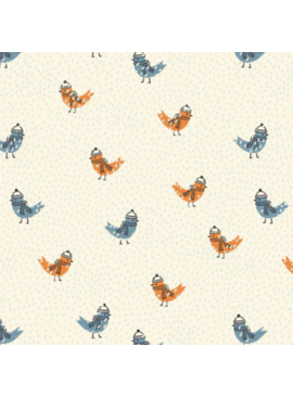 Cloud 9 Fabrics Snow Friends Bird Flurry Ivory