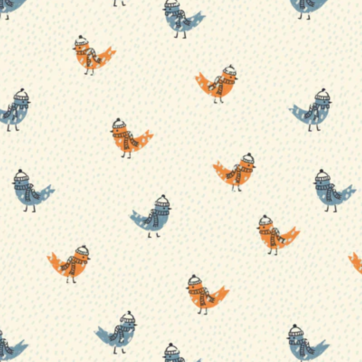 Cloud 9 Fabrics Snow Friends Bird Flurry Ivory