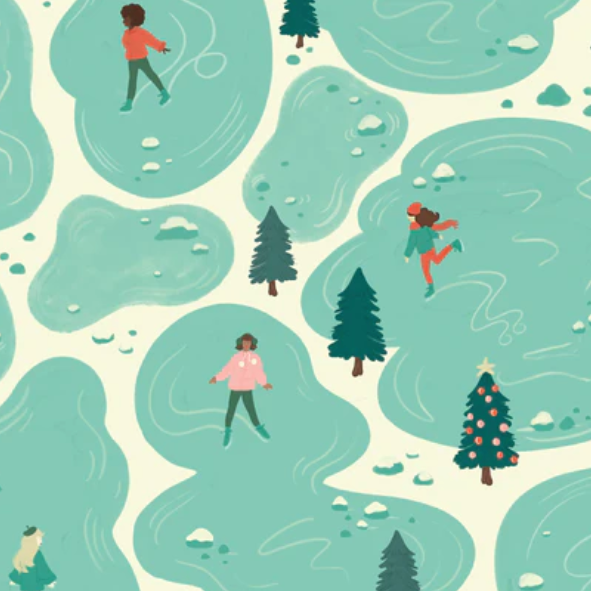 Cloud 9 Fabrics Bright Holiday Afternoon Ice Skating