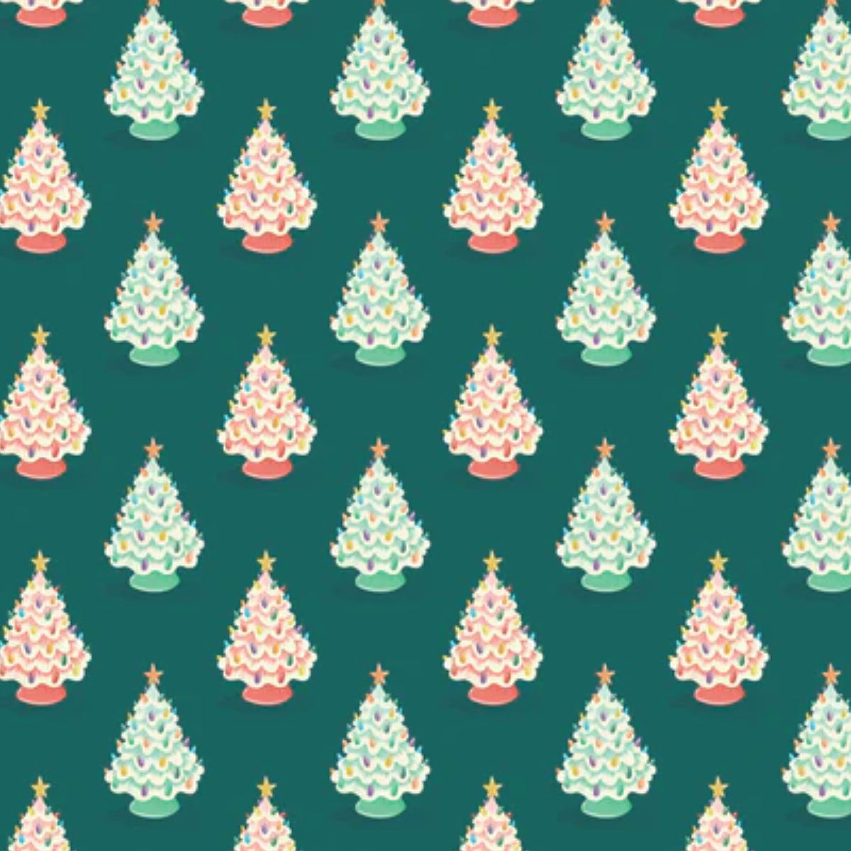 Cloud 9 Fabrics Bright Holiday Vintage Ceramic Trees