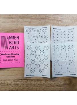 Wren Bird Arts Mending Embroidery Transfers #6 Pink