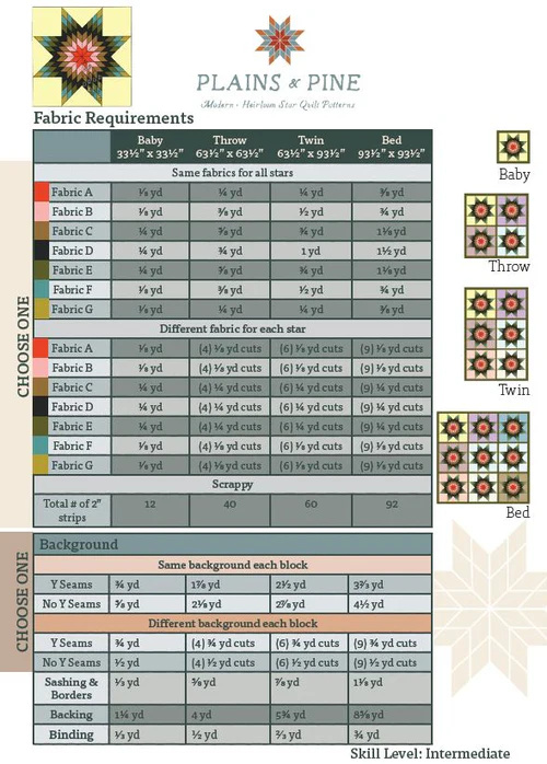 Plains and Pine Plains and Pine Y Not Star 2 Quilt Pattern
