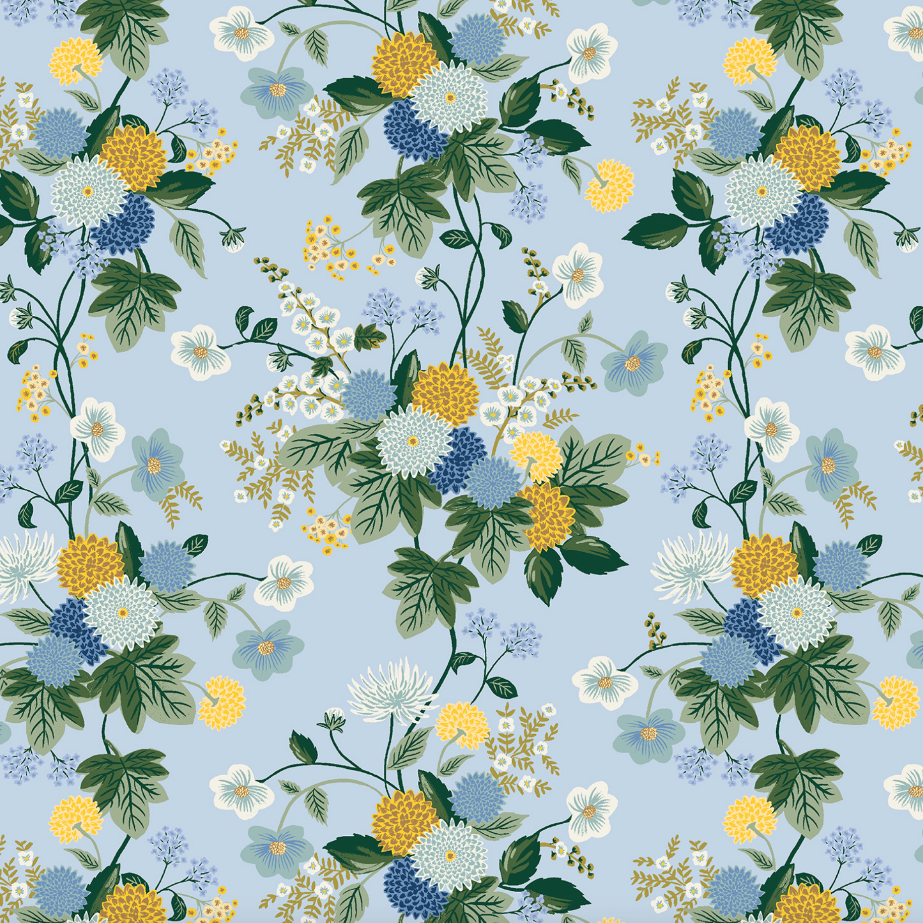 Cotton + Steel Rifle Paper Co. Dahlia Blue
