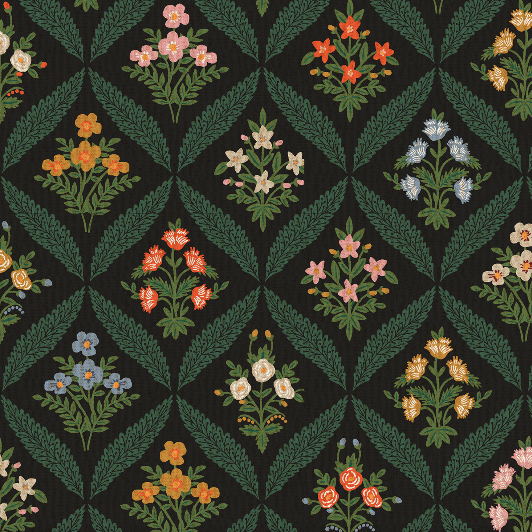 Cotton + Steel Rifle Paper Co. Dahlia Estee Garden Black Multi Canvas