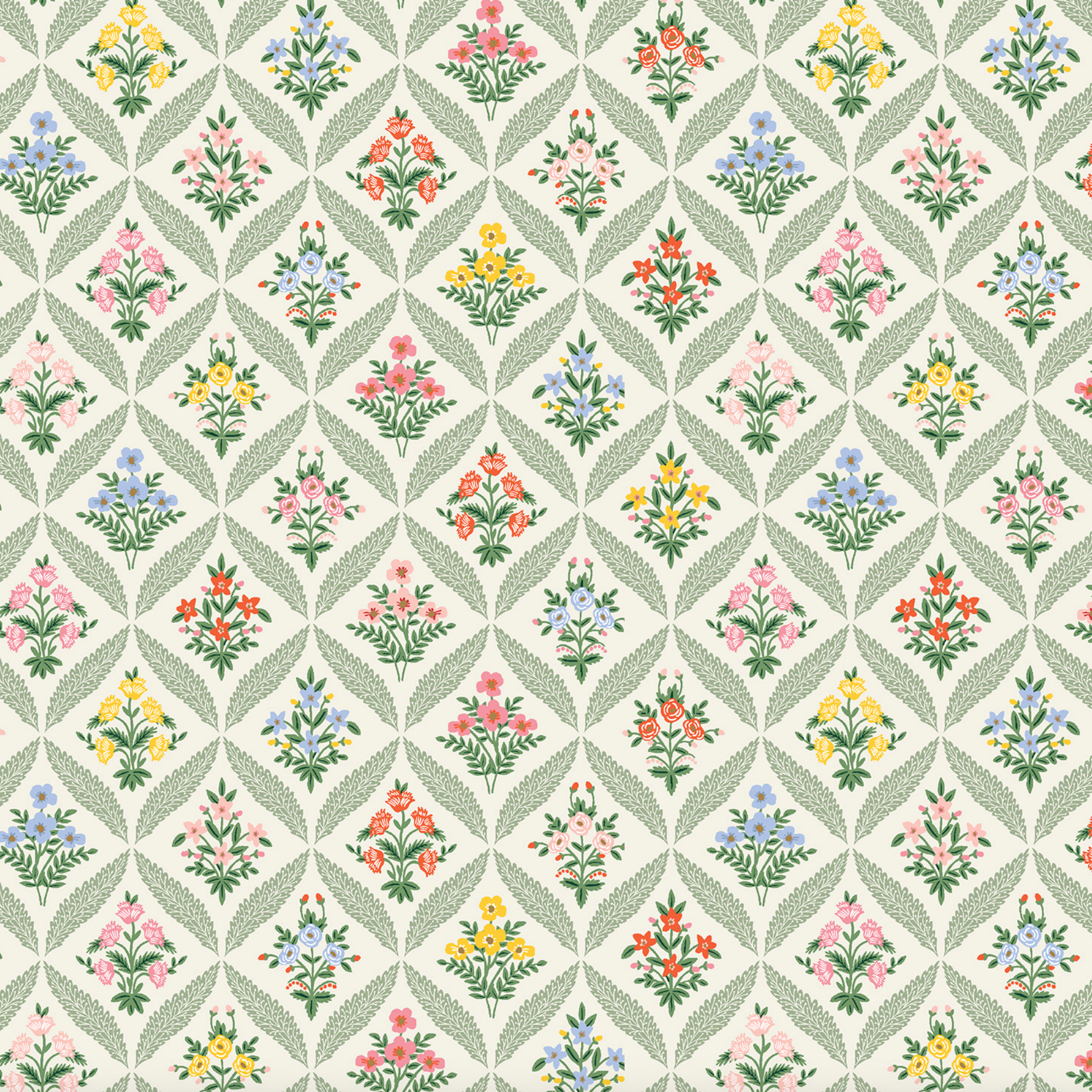 Cotton + Steel Rifle Paper Co. Dahlia Estee Garden Cream Multi