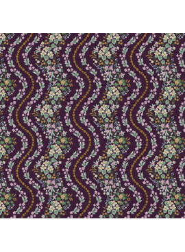 Cotton + Steel Rifle Paper Co. Dahlia Wildwood Vines Aubergine Metallic