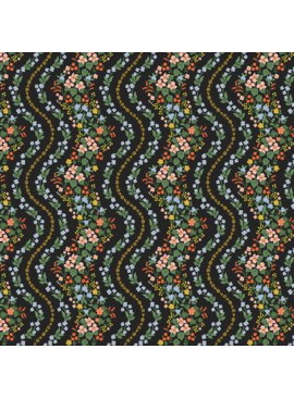 Cotton + Steel Rifle Paper Co. Dahlia Wildwood Vines Black Metallic