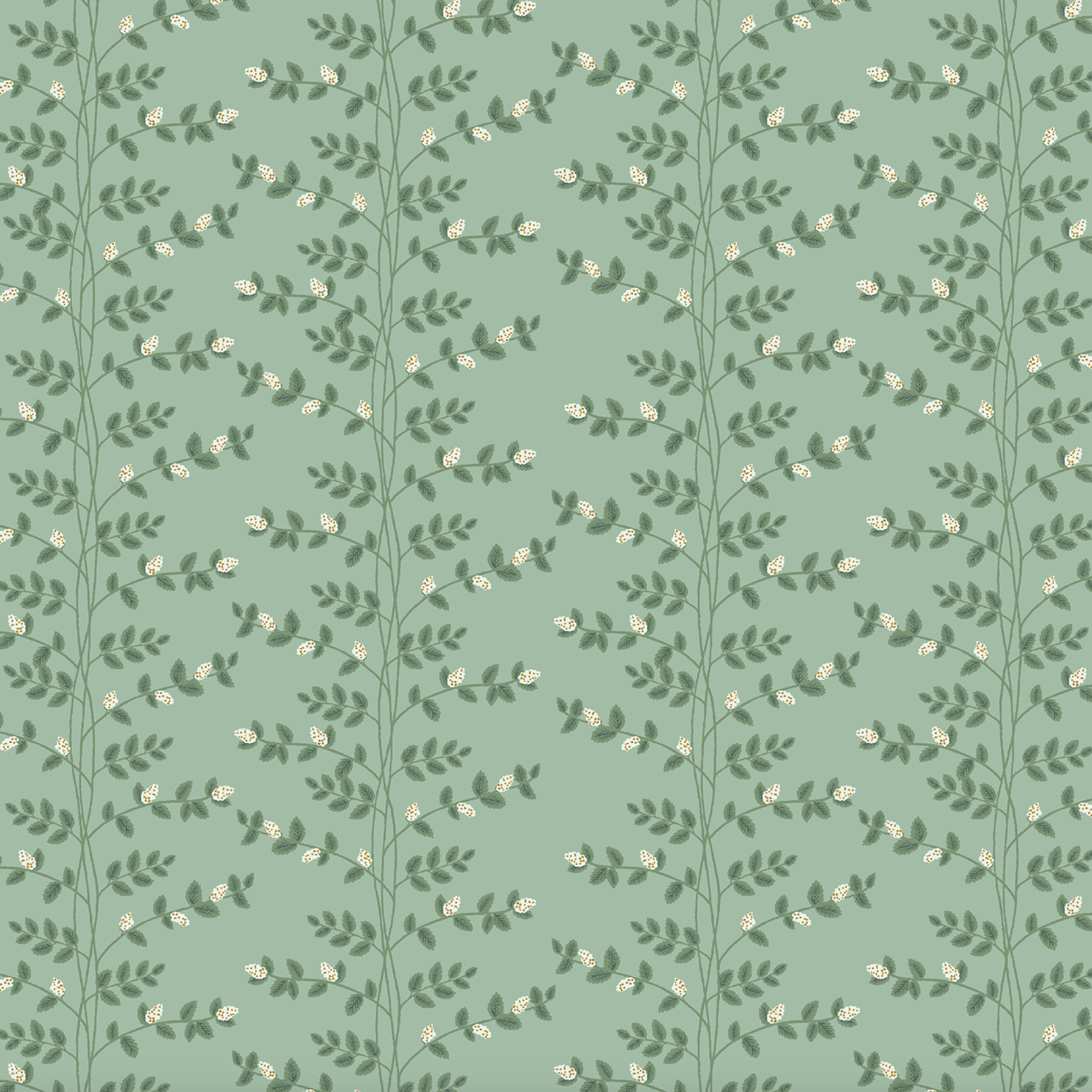 Cotton + Steel Rifle Paper Co. Dahlia Climbing Vines Sage Metallic