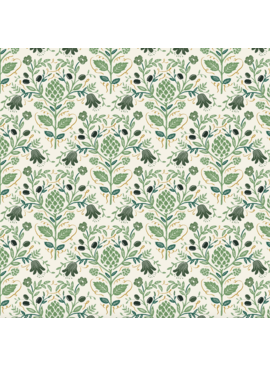 Cotton + Steel Rifle Paper Co. Dahlia Artichoke Cream Metallic