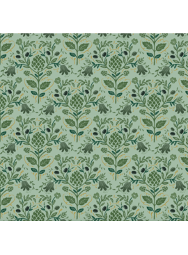 Cotton + Steel Rifle Paper Co. Dahlia Artichoke Sage Metallic