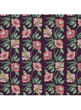 Cotton + Steel Rifle Paper Co. Dahlia Posy Aubergine