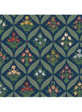 Cotton + Steel Rifle Paper Co. Dahlia Estee Garden Navy Multi Canvas