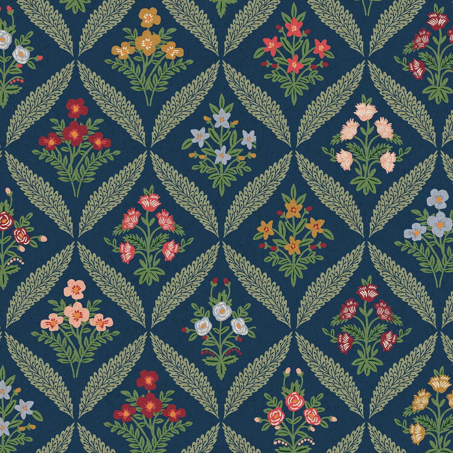 Cotton + Steel Rifle Paper Co. Dahlia Estee Garden Navy Multi Canvas